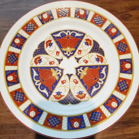 Vintage Seymour Mann Derbyshire Plates Set of Two Imari Porcelain MCM Orange - Picture 2 of 5